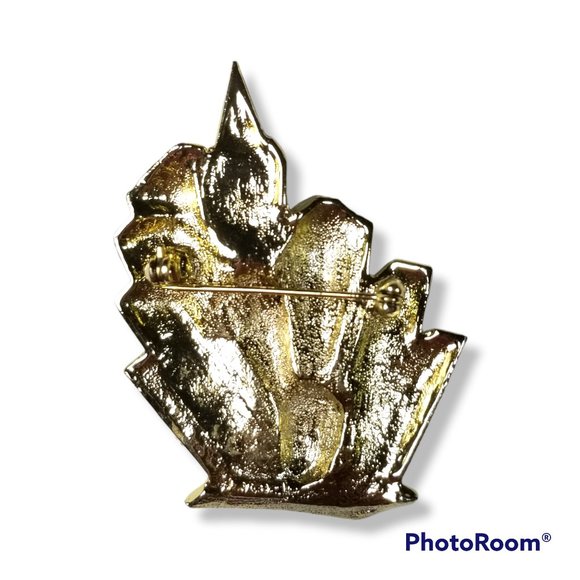 AJC Vintage City Scape Building Brooch Pin Enamel and Rhinestone RARE - Picture 12 of 13